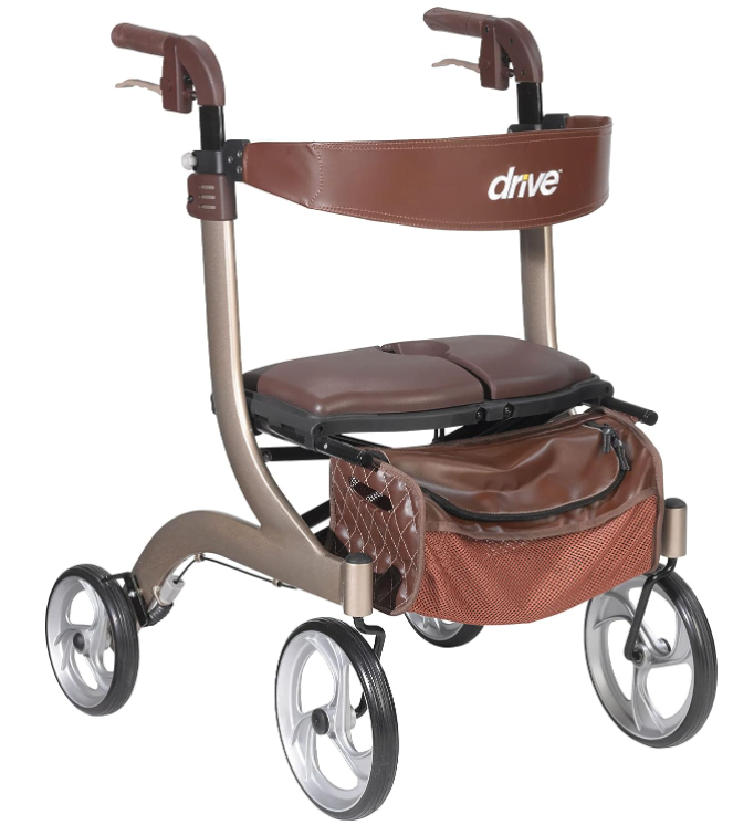 Drive Walker with Seat - #4. Drive Medical RTL10266CH-HS Nitro DLX Foldable Rollator Walker with Seat, Champagne (Brown) Drive Walker with Seat - #4. Drive Medical RTL10266CH-HS Nitro DLX Foldable Rollator Walker with Seat, Champagne (Brown)