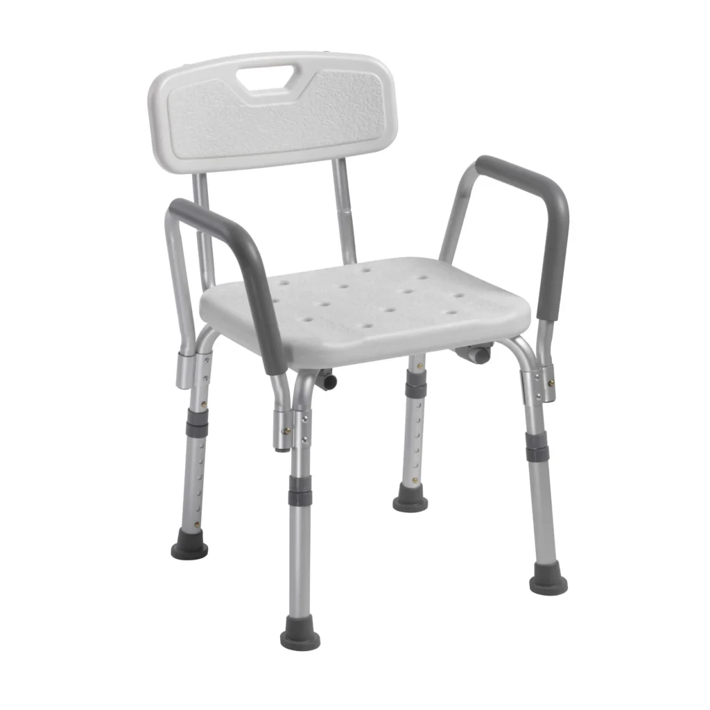 Best Shower Chairs for Seniors: #2. Drive Medical Knock Down Bath Bench with Back and Padded Arms Best Shower Chairs for Seniors: #2. Drive Medical Knock Down Bath Bench with Back and Padded Arms
